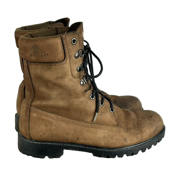 Rocky Boots 8" Mens 9.5 MW Brown Waterproof Insulated Work Thinsulate RB918 - Picture 1 of 12